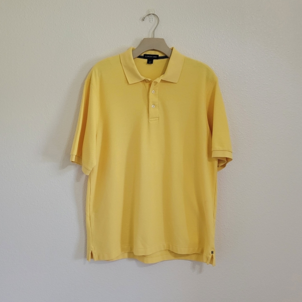 Lands End Men's Yellow Polo Shirt
